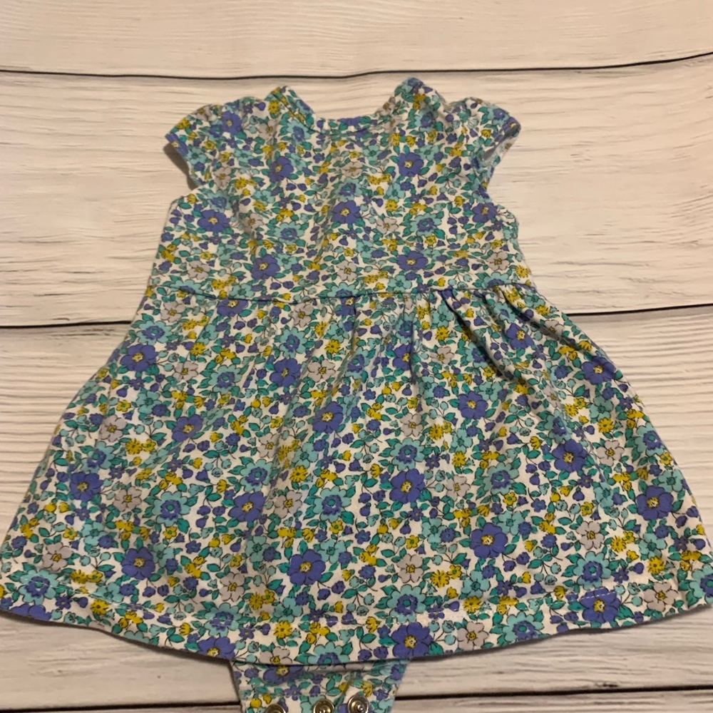 *Like New* Girl Teal Purple Floral Dress Romper - Picture 3 of 3
